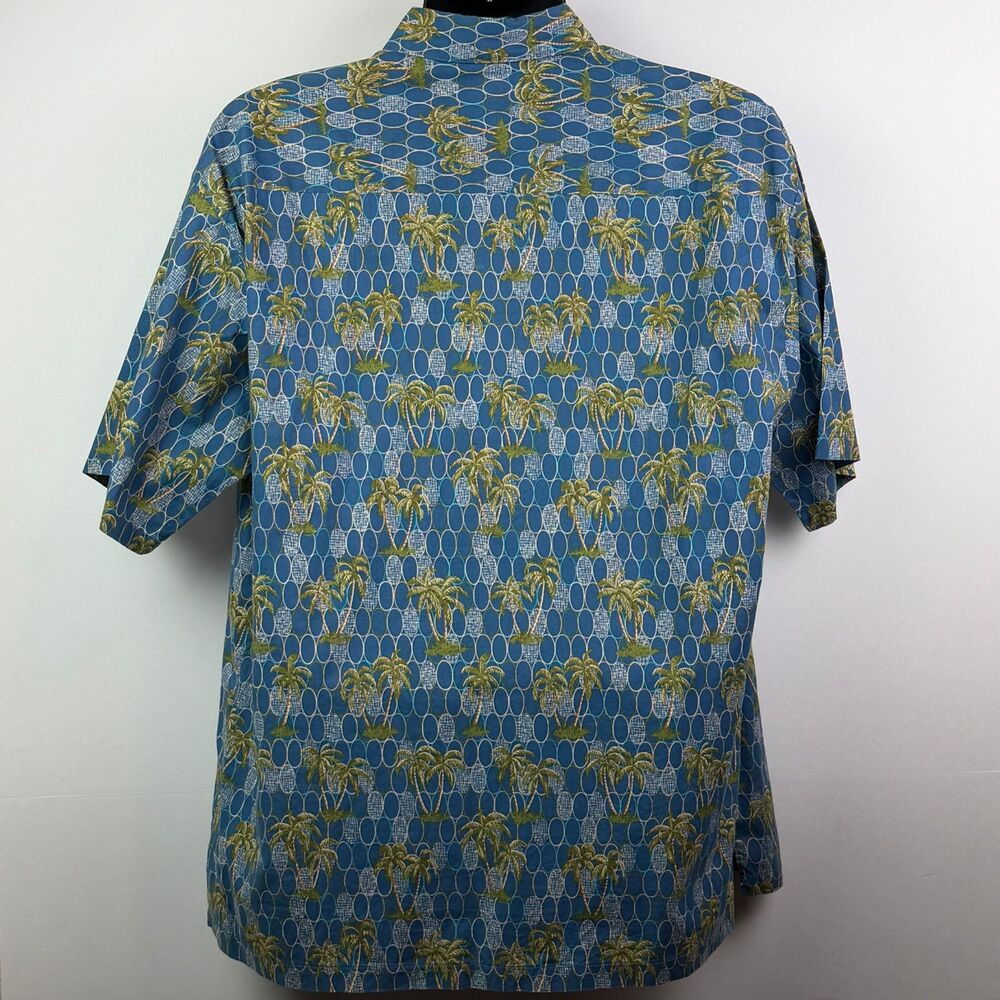Tori Richard Blue Palm Tree Hawaiian Shirt Large - Picture 7 of 10